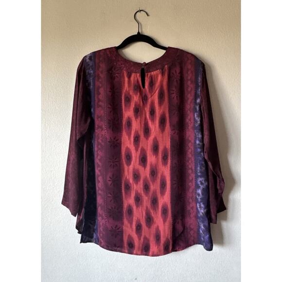 Vintage Carole Little Size 6 Colorful Bohemian Blouse Beaded Fringe Artsy Boho - Picture 2 of 7